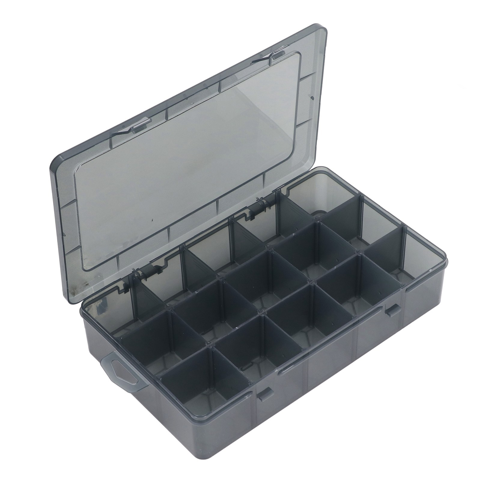 Boîte de rangement 15 cases en PP transparent, séparateurs amovibles pour vis, écrous et perles