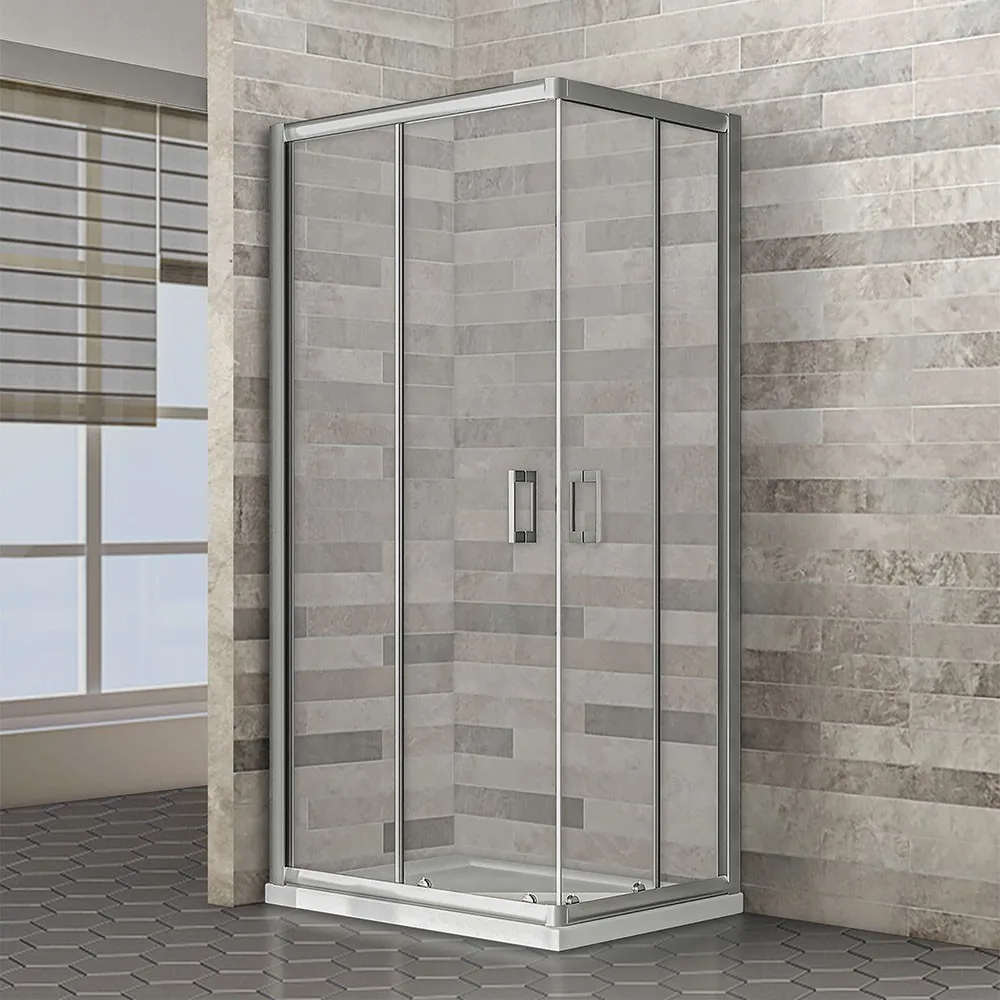 Box doccia angolare 80x100 cm, doppio scorrevole in cristallo trasparente