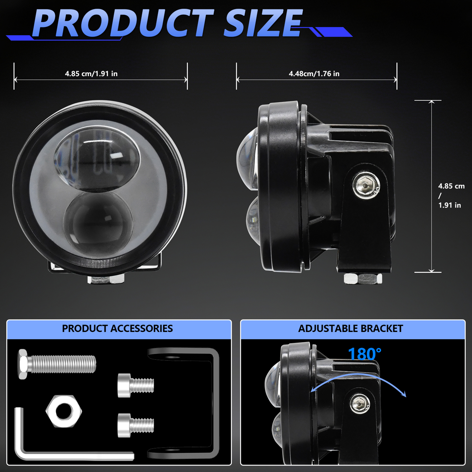 Fari Di Profondità A Led, 60w 6000lm, Fendinebbia Per Moto, Faretti Rotondi Impermeabili Per Camion, Atv, Utv, Suv, Barche, Set Da 2