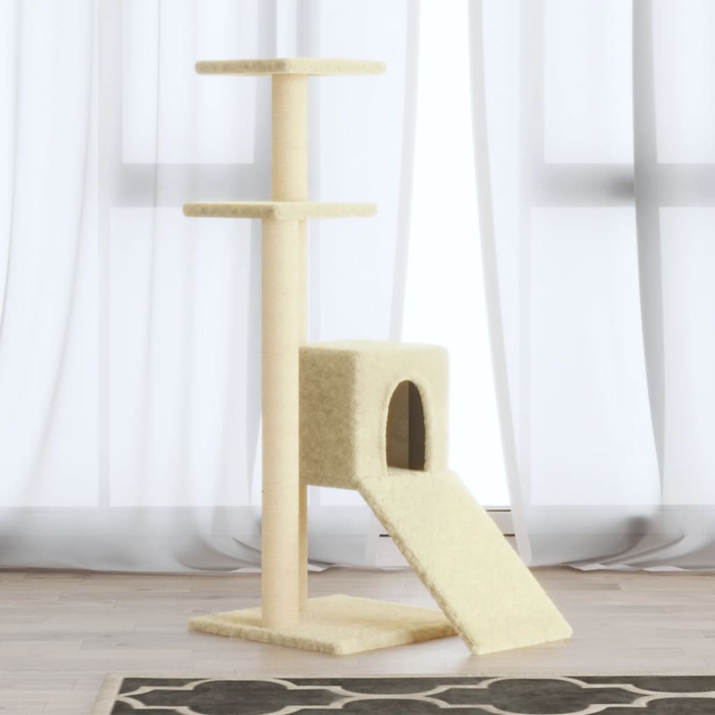 Vidaxl Beige Kratzbaum Mit Sisal-Kratzsäulen Creme 92 Cm