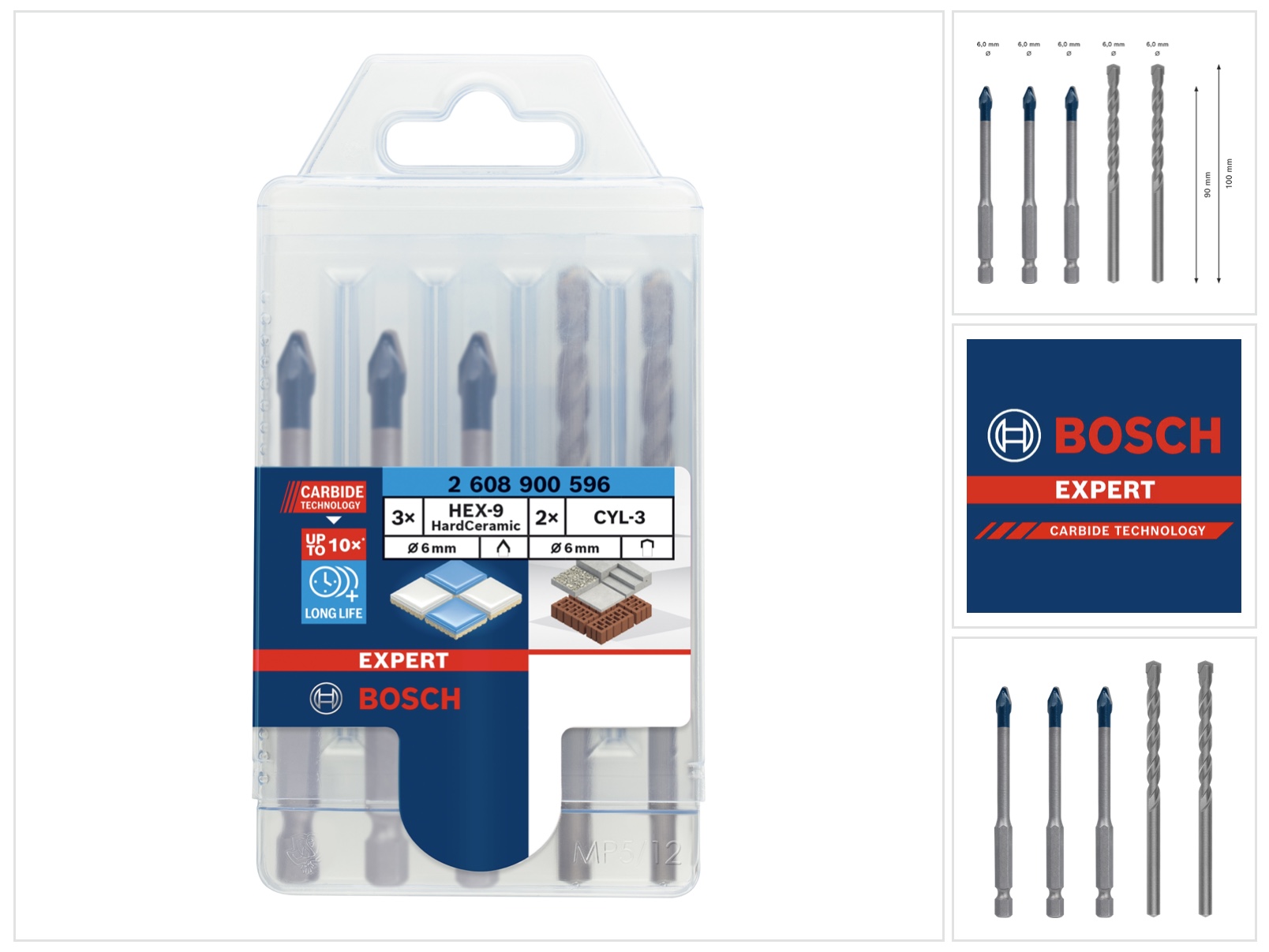 Bosch Professional Zubehör Blau Bohrereinsatz, Expert Hex-9 Hardceramic Bohrer Mixed Set, 6 Mm, 5-Tlg. - Bild 3