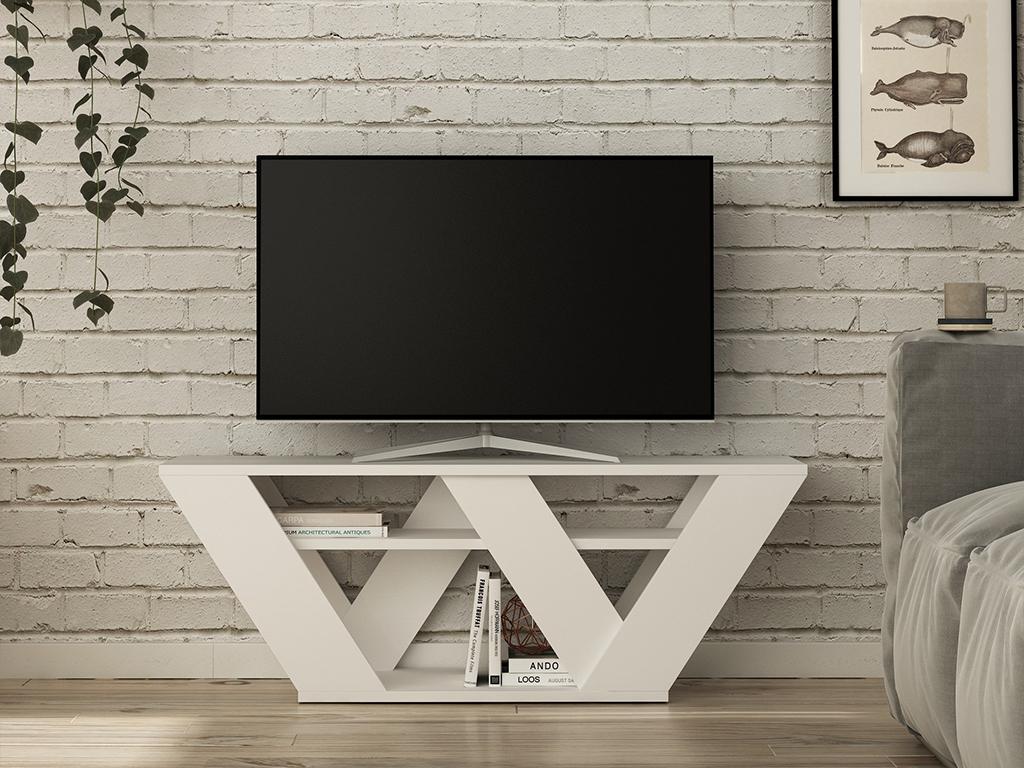 Toilinux Weiß Tv-Möbel 3 Regale L110 Cm - Pipralla