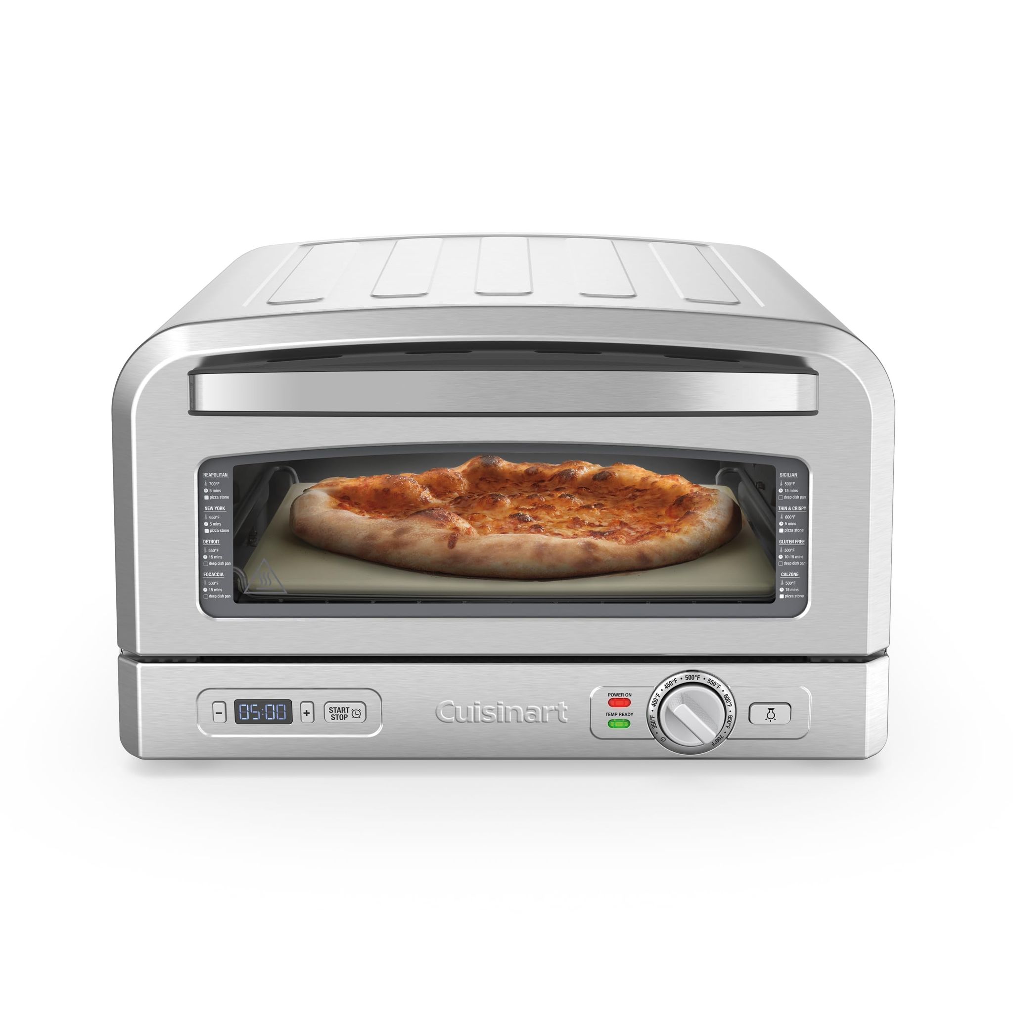 Cuisinart Forno Per Pizza Per Uso Interno, Gusto A Legna In 5 Minuti, Kit Pizza Incluso: Buccia Per Pizza, Taglierina, Pietra E Piatto Profondo, Tempo E Temperatura Regolabili Fino A 400°c Spina Eu