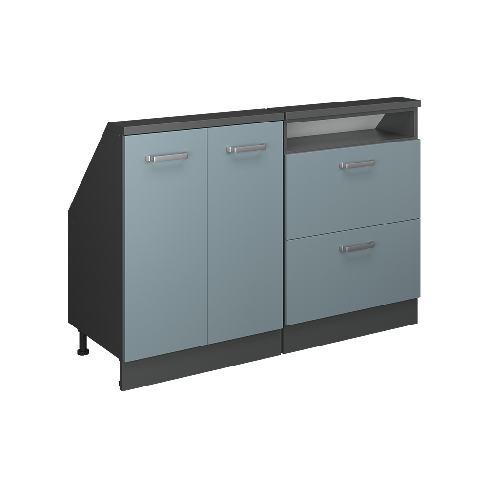 Küchenschrank Für Dachschrägen R-line, Blau-grau/anthrazit, 120 Cm 2er Set, Vicco
