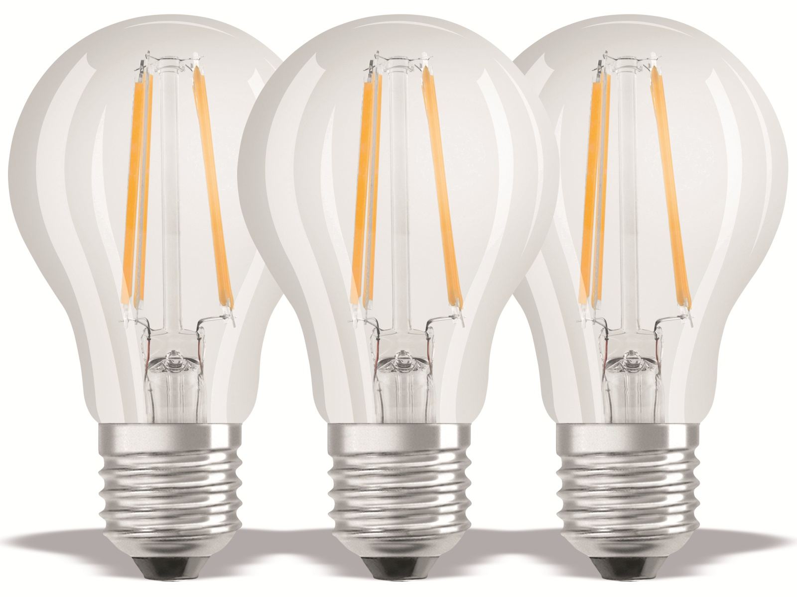 Osram - Led Base Classic A, In Kolbenform Mit E27-sockel, Nicht Dimmbar, Ersetzt 60 Watt, Filamentstil Klar, Warmweiß - 2700 Kelvin, 3er-pack