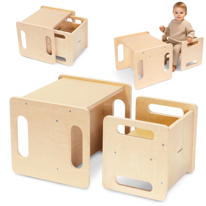 Mamabrum Holz-Kinderbureau - 6-In-1 - Wendestuhl - Tisch Mit Doppelter Position - Trittfunktion - Image 2
