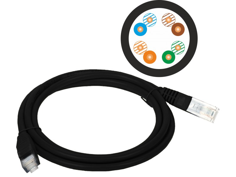 Patch-Cord U/UTP Kat.5e PVC 2.0m schwarz KKU5CZA2 - Bild 7