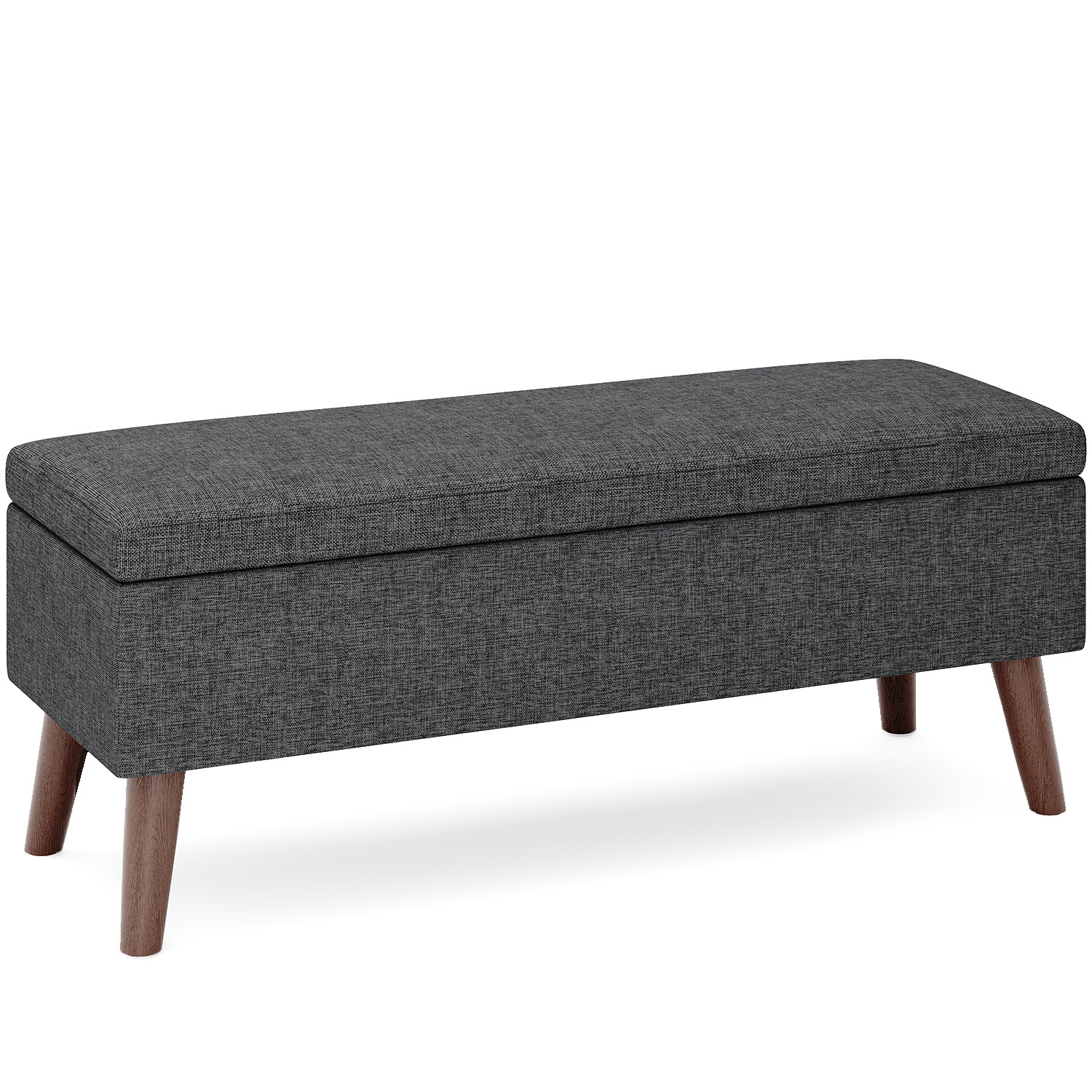 Aufbewahrungsbank 110 Cm Bealife Gepolsterter Betthocker 2-in-1 Leinenstoff Verstellbarer Holzfußhocker Für Schlafzimmer Flure Eingangsbereiche