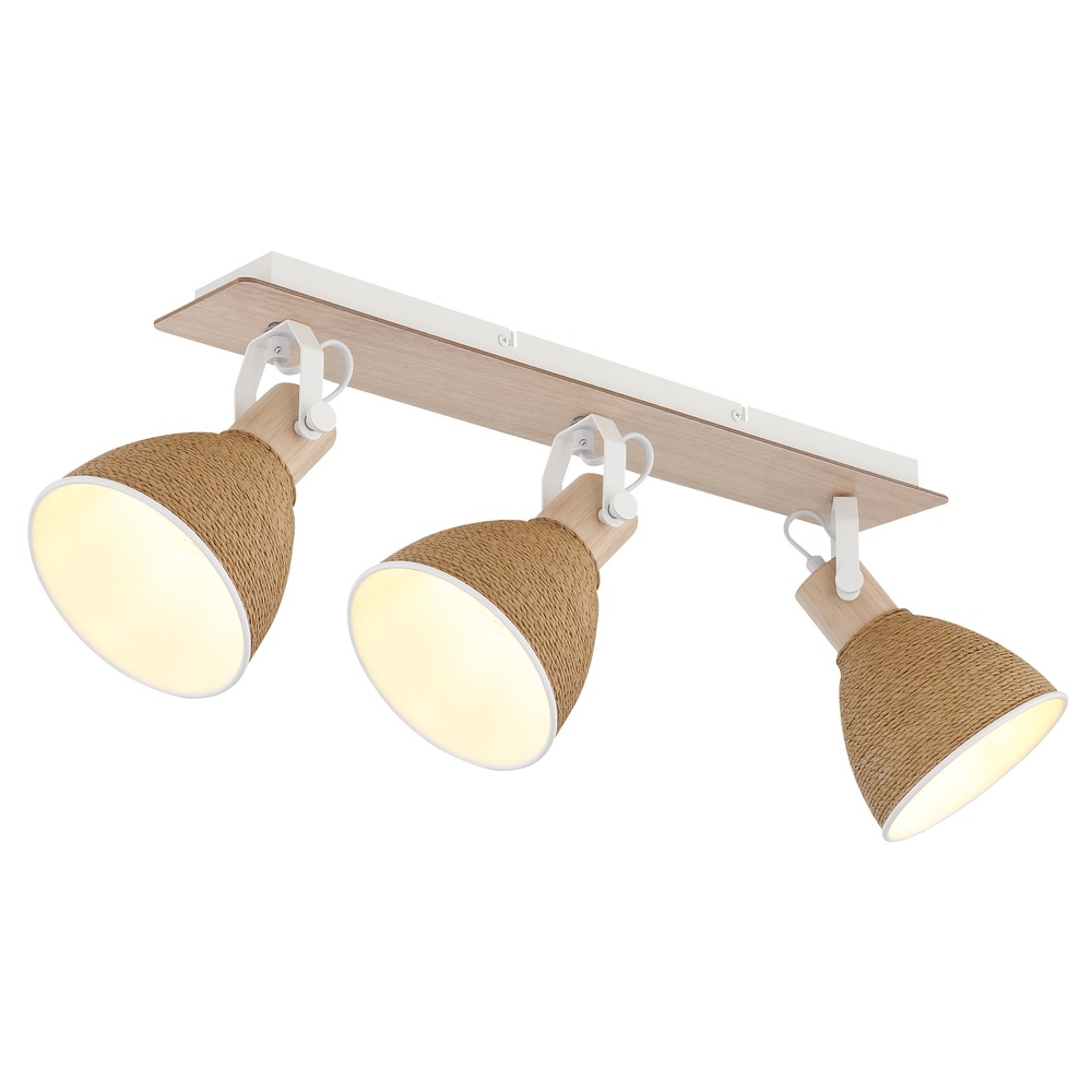 Deckenstrahler Deckenleuchte Wohnzimmerlampe Beweglicher Spot Weiß Holz L 63 Cm