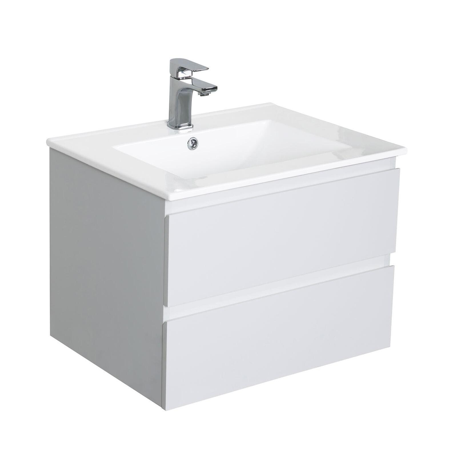 Mob-in - Meuble Simple Vasque 60cm Sorrento Décor Chêne + Vasque