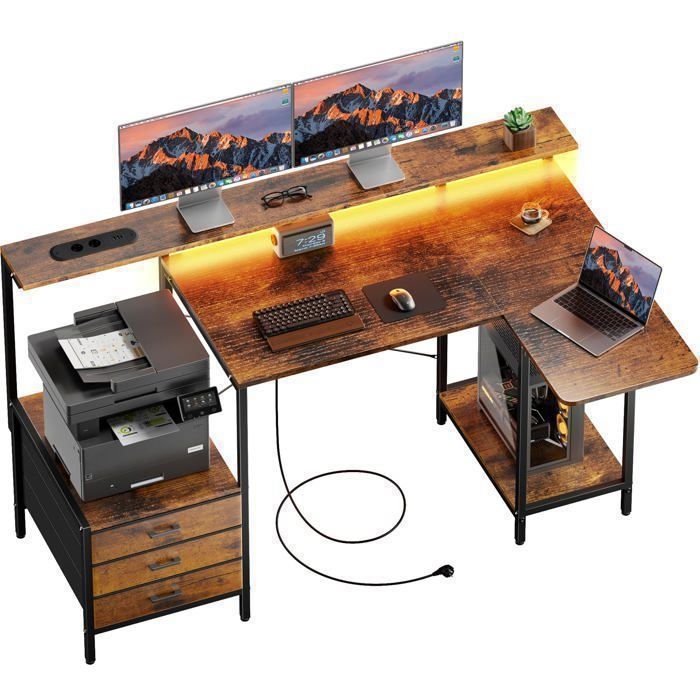 Bureau - Ecofurnix - Gaming Angle L 140 Cm - Plateau Rabattable - 3