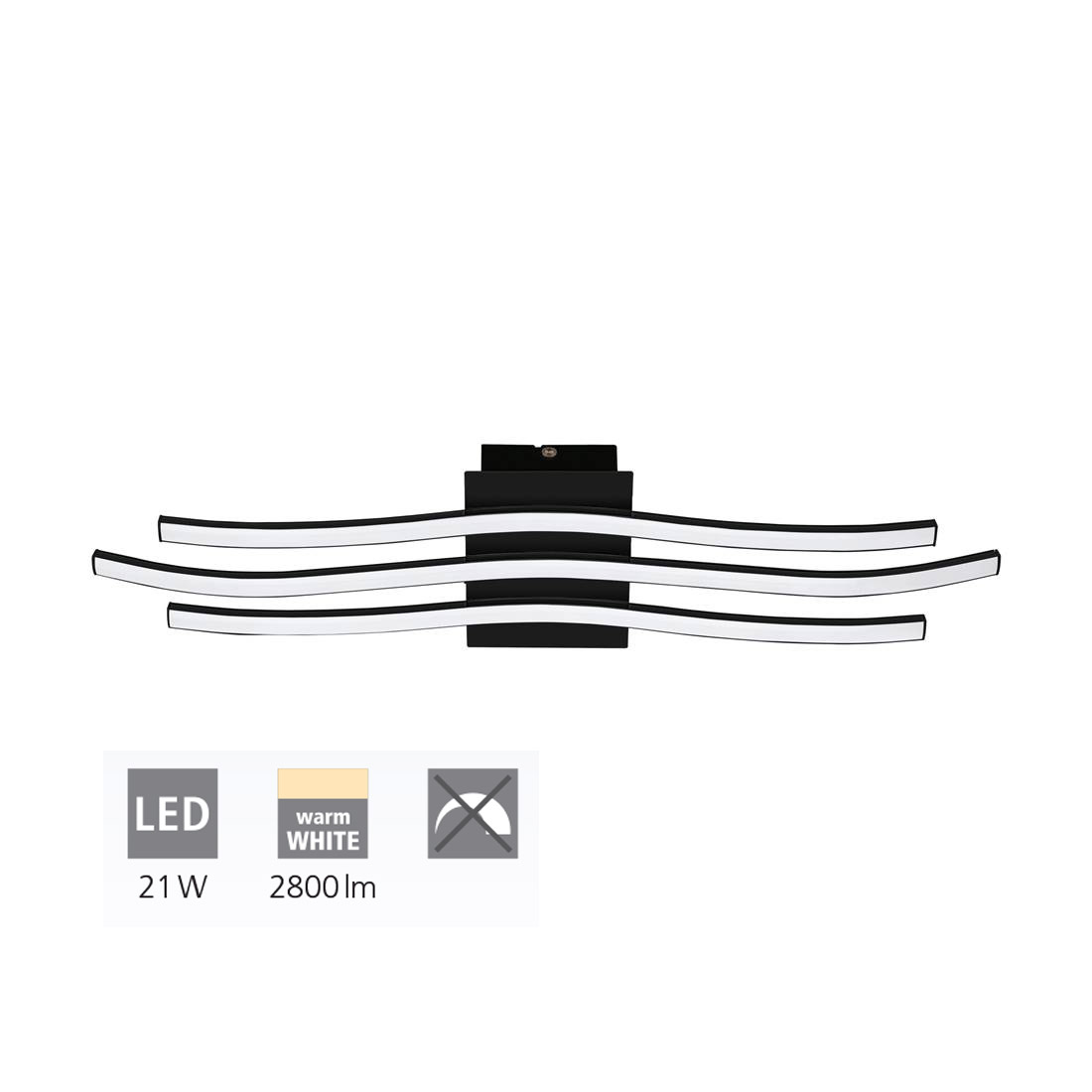 EGLO LED Deckenleuchte Roncade 1, 3 flammige Wandlampe | Deckenlampe aus Aluminium, Stahl in Schwarz und Kunststoff in Weiß, Wohnzimmerlampe, warmweiß, L 65 cm - Bild 5