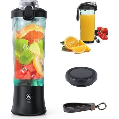 Frullatore Portatile Da 600 Ml, Mixer Portatile Per Frullati E Frappè, Bottiglia Per Succhi Freschi Con Batteria Ricaricabile Usb-c E 6 Lame