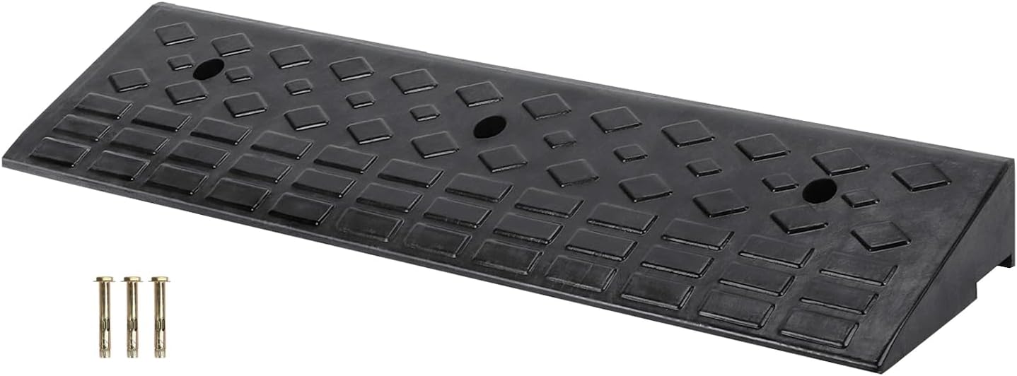 Rampe d'accès en caoutchouc antidérapante 100 x 25 x 10 cm, kit de fixation inclus