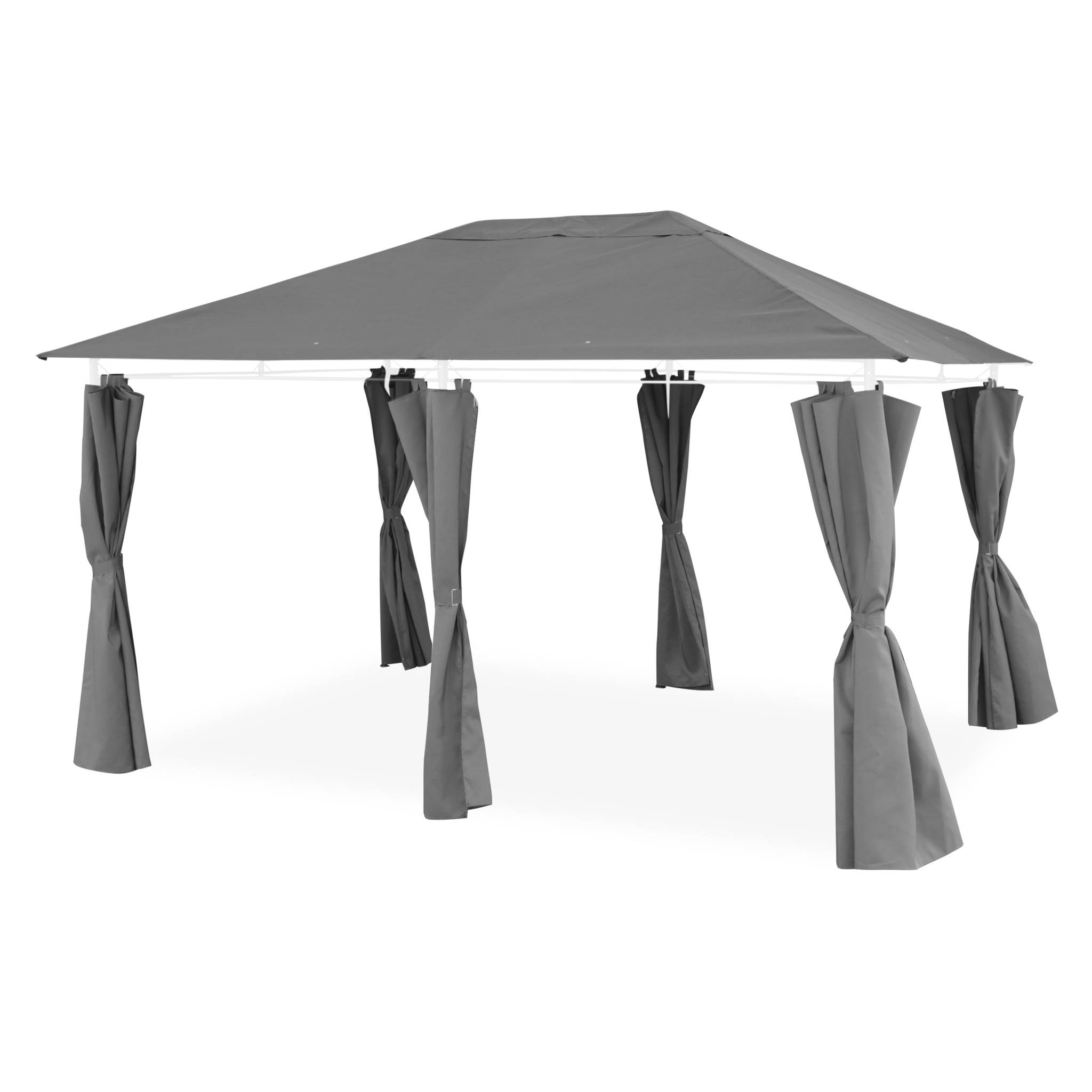 Sweeek - Ensemble Complet Toile De Toit Et Rideaux Gris Pour Tonnelle