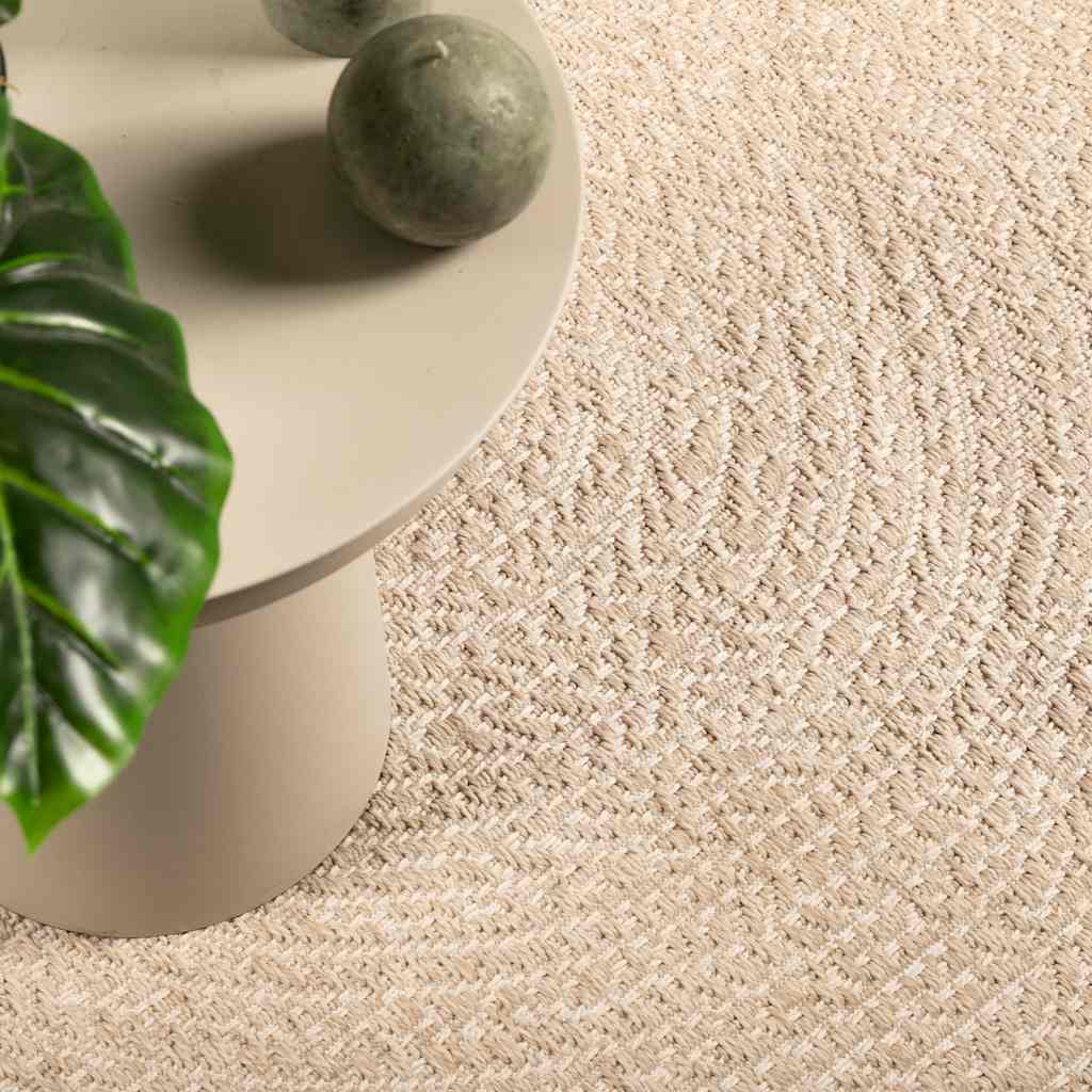 Tapis Zizur Beige 120x120 Cm Aspect De Jute Intérieur Extérieur