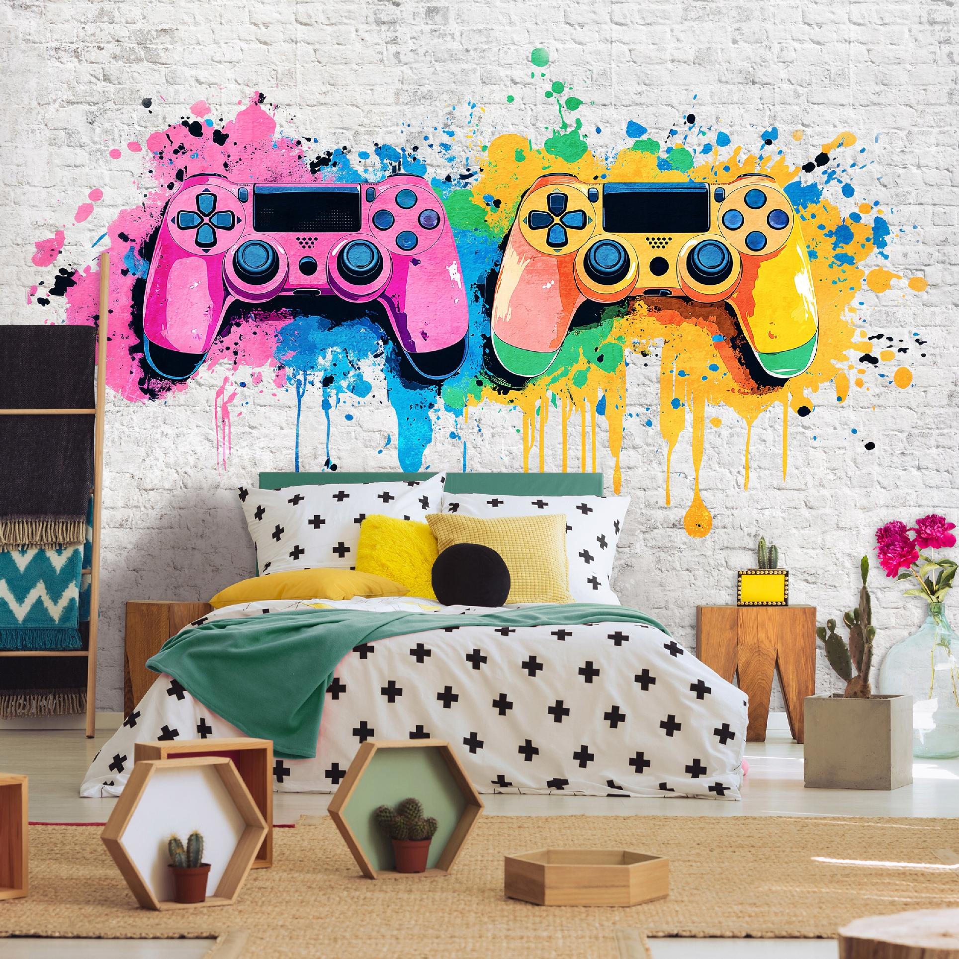 Wallarena Vlies Fototapete Kinderzimmer 150x105 Cm Spielkonsole - Fototapeten Tapeten Für Kinder Mädchen & Jungen - Teenagerzimmer - Kinderzimmertapete Spiel