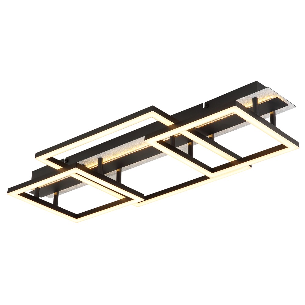 Globo Schwarz Deckenleuchte Deckenlampe Wohnzimmerlampe Led Metall Rechteckig L 70 Cm