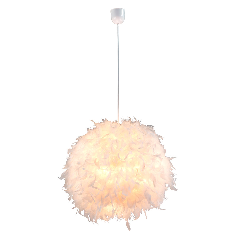 Pendel Lampe Wohn Ess Zimmer Decken Hänge Beleuchtung Feder Kugel Leuchte Weiß Globo 15057