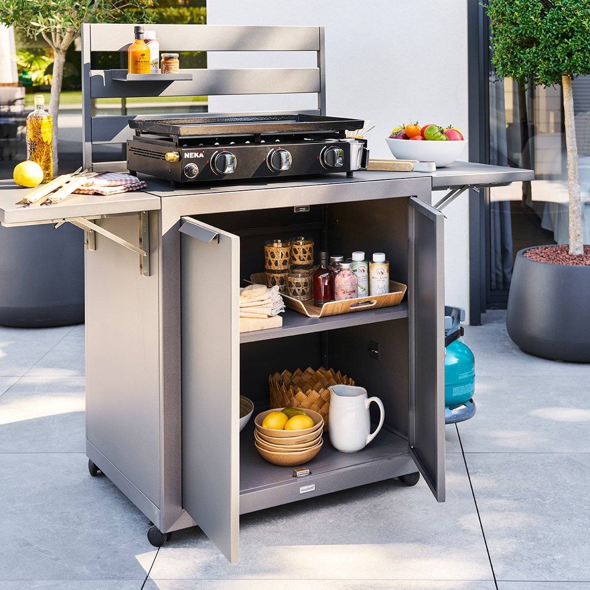 Desserte De Jardin 2 Portes Oxyana Gris Graphite - Hespéride