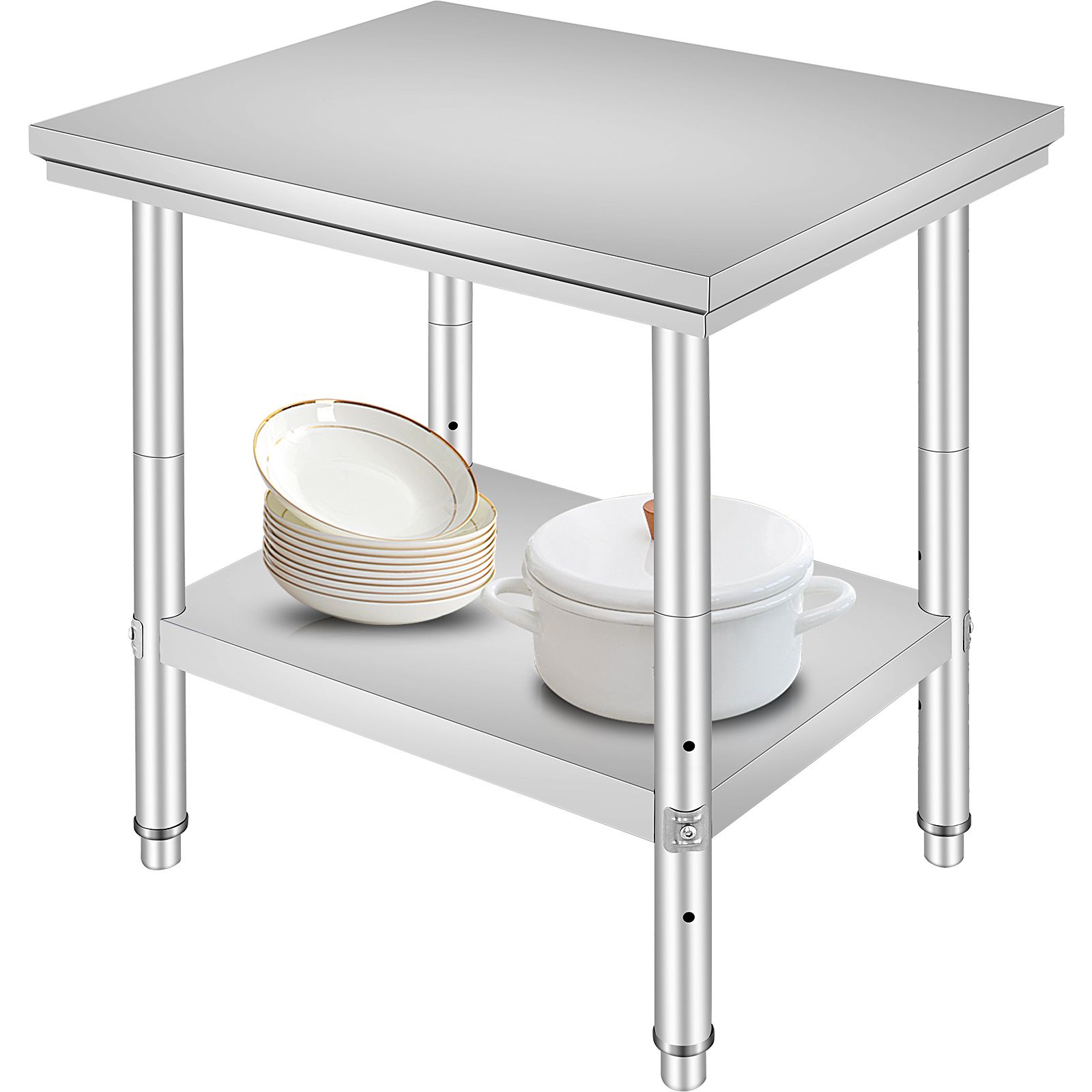 Table de préparation inox 24 x 30 x 31 pouces, 3 niveaux réglables, 700 lbs