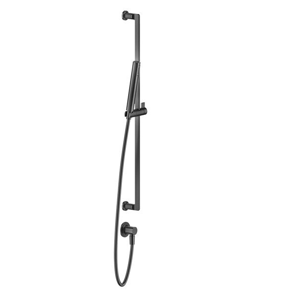 Gessi Schwarz Inciso Brausestangen-Set 800 Mm, Mit Wandanschlussbogen 1/2, Antikalkbrause Und Schlauch 1500 Mm Brausehalter Nicht Seitlich Verdrehbar, 58142735 - Image 2
