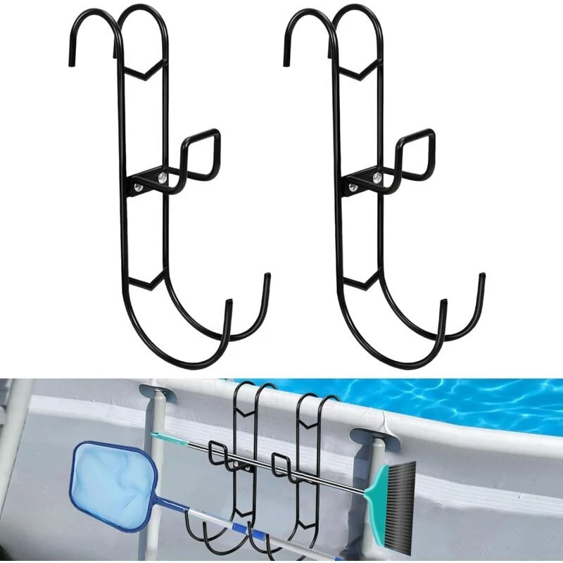 Crochets de suspension pour piscine en métal, pour perches télescopiques et épuisettes, lot de 2