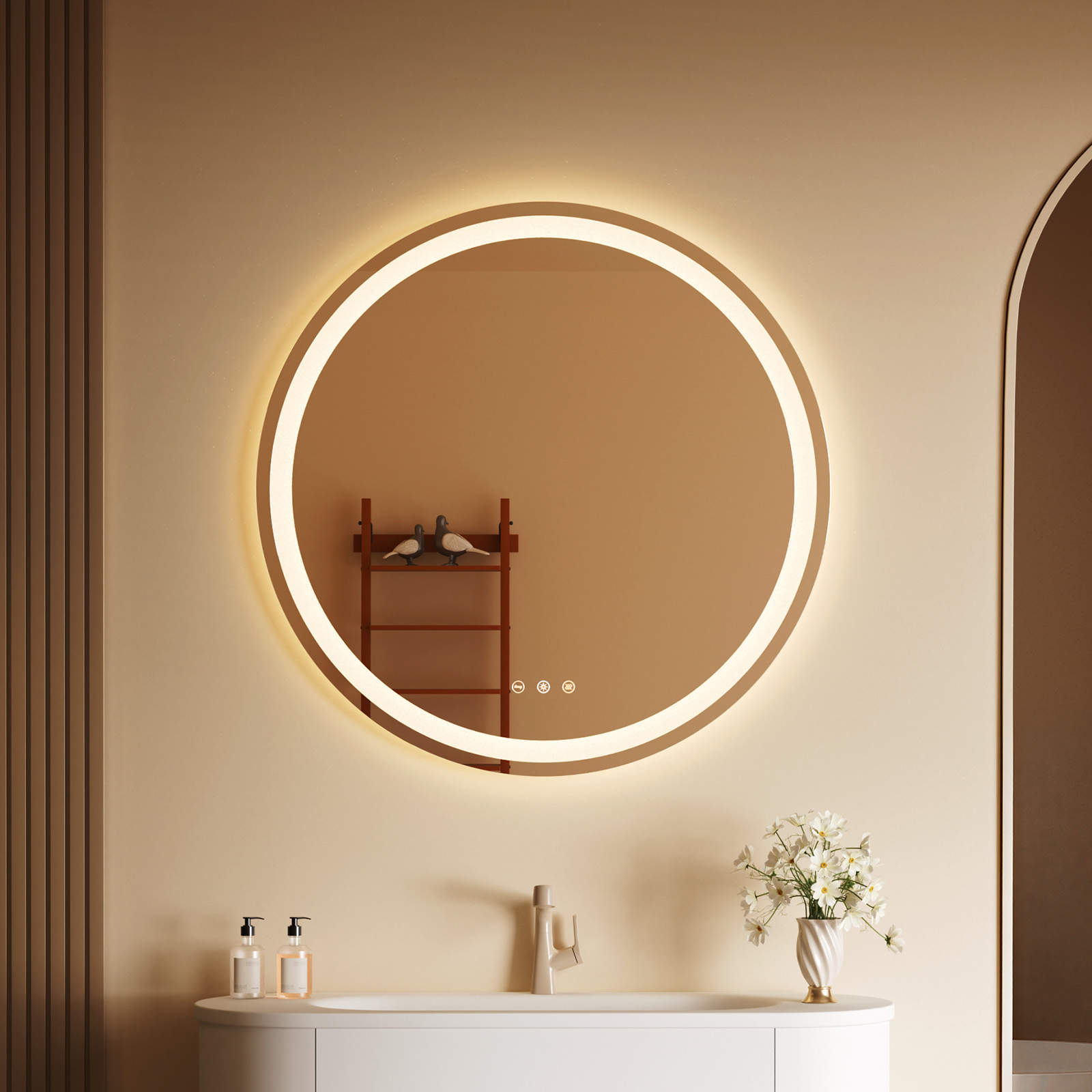 Auralum Max Miroir De Salle De Bain Led Rond 70 Cm – Miroir Lumineux