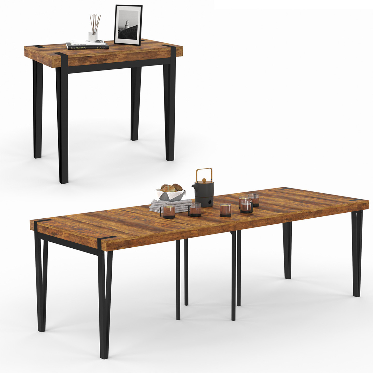 Idmarket – Table Console Extensible 10 Personnes – Dimensions 235 X 90
