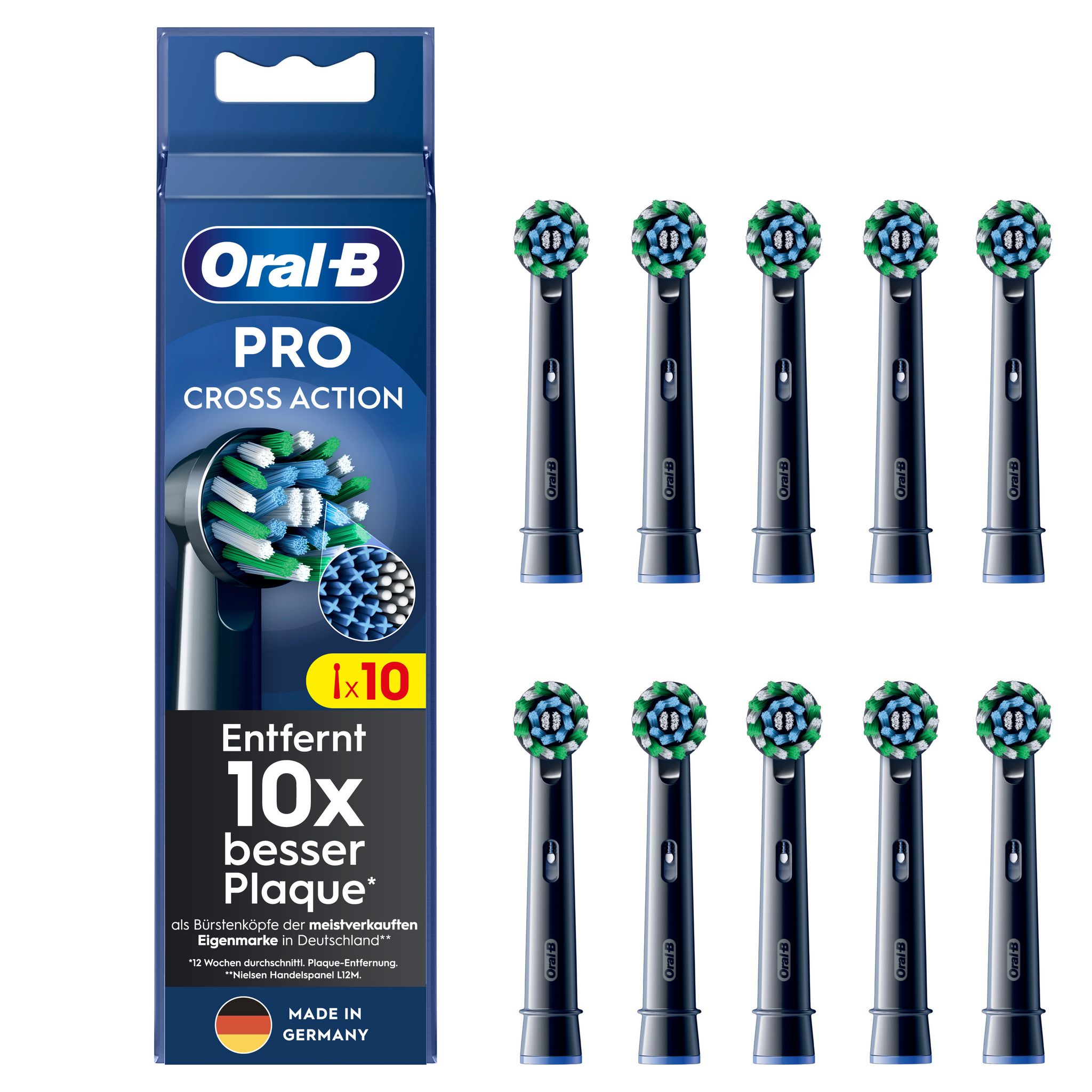 Oral-B Cross Action Zahnbürstenköpfe – Schwarz – 10er-Pack - Bild 3