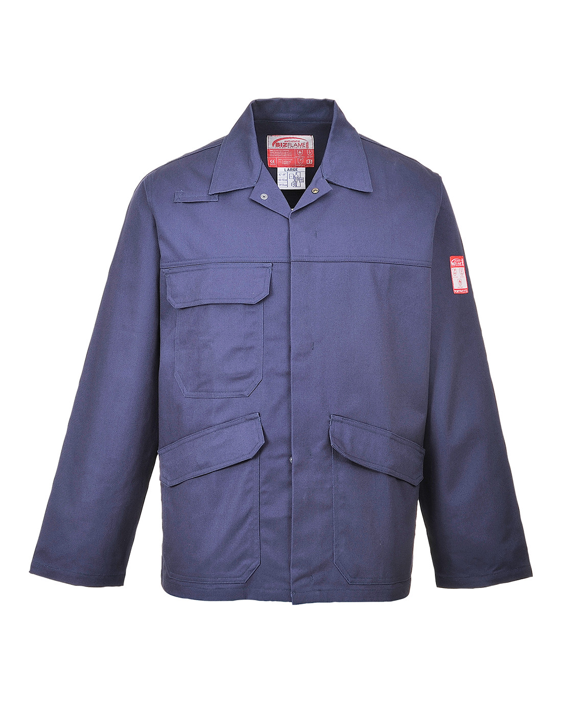 Portwest FR35 Bizflame Pro Jacke Langarm Baumwolle Arbeitsjacke Doppelnähte | Marine, XL, EN ISO 11612, EN 1149-5, EN ISO 11611, Polyester, Reißverschluss, Flammhemmend, Strapazierfähig - Bild 3