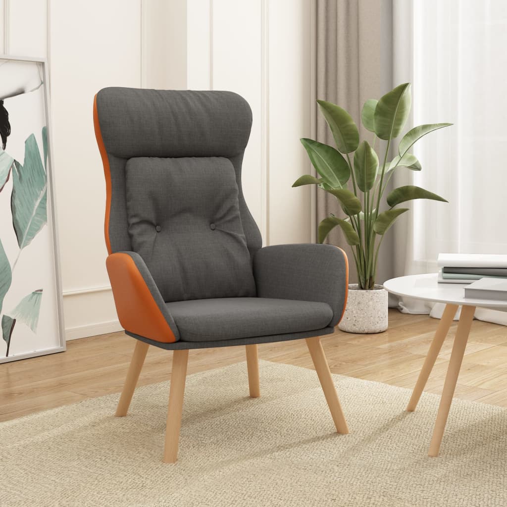 Relaxsessel Dunkelgrau Stoff Und Pvc Vidaxl