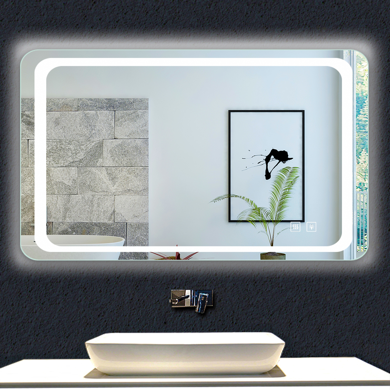 Ocean Sanitaire – Miroir Lumineux De Salle De Bain 80x60cm – Anti-buée