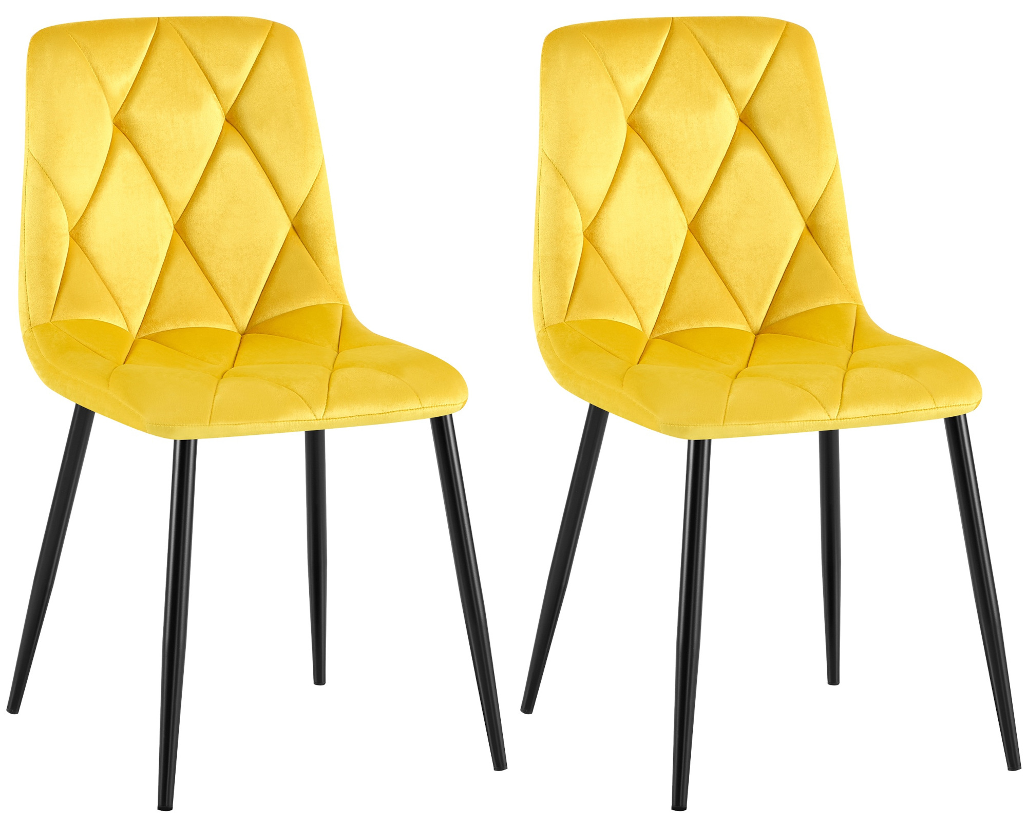 Clp - Lot De 2 Chaises De Salle À Manger Clairton Jaune Velours