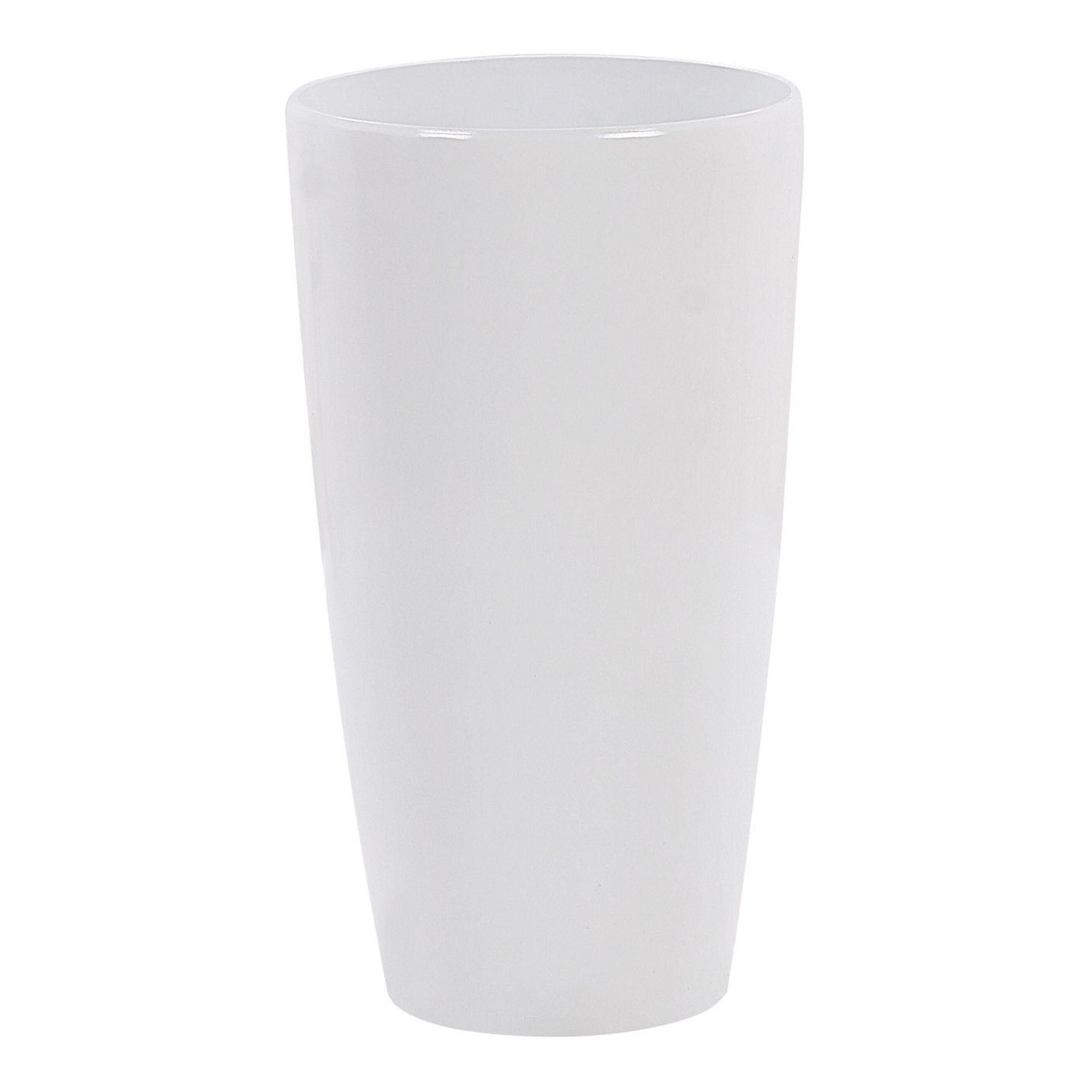 Beliani Maceta de Mezcla de Piedra Blanca 32 cm Brillante Moderno Interior