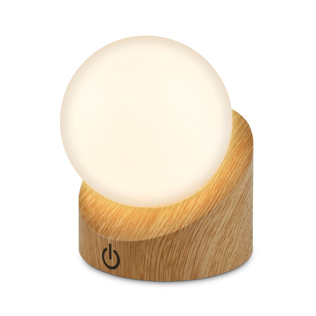 B.k.licht Briloner Sora Mini Led Tischlampe Kabellos Ip54, 2er Set, Dimmbar, Touch, Kabellos, Spritzwasser- Und Staubschutz, Holzfarbig, 10 X 8 X 9 Cm