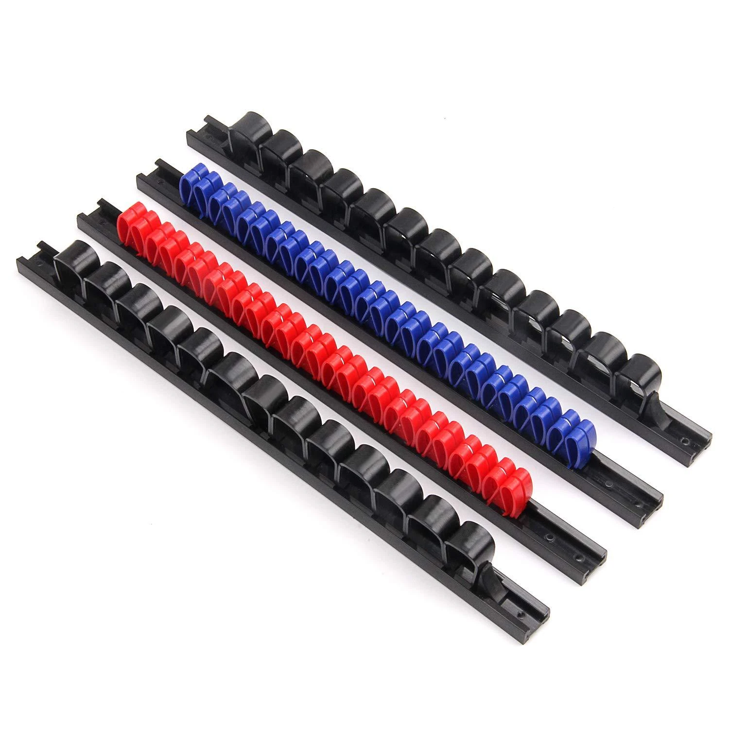 Organisateur de tournevis à code couleur, 4 supports à clips pour mur ou boîte à outils