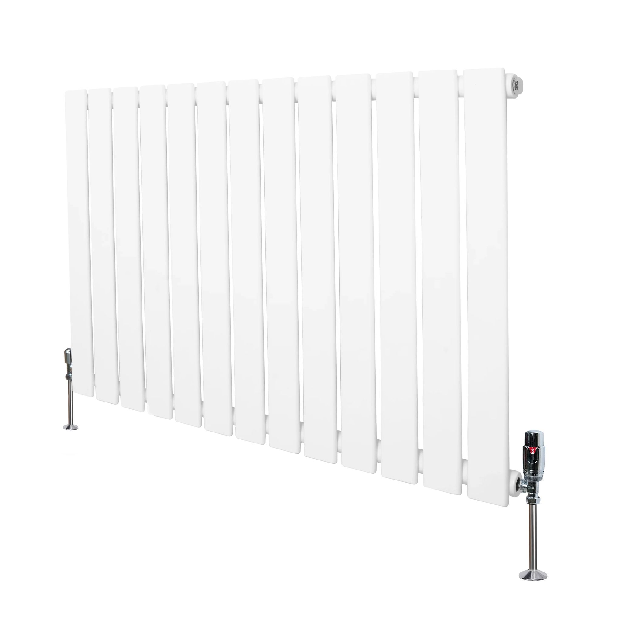 Monster Shop Flat Single Column Radiator & Valves – 600mm X 910mm – White