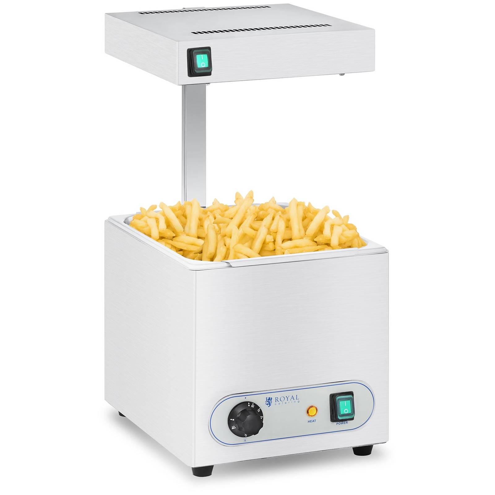 Royal Catering Silbern Pommeswärmer Mit Wärmebrücke 850 W Gn 1/2 - Buffetwärmer - Image 3