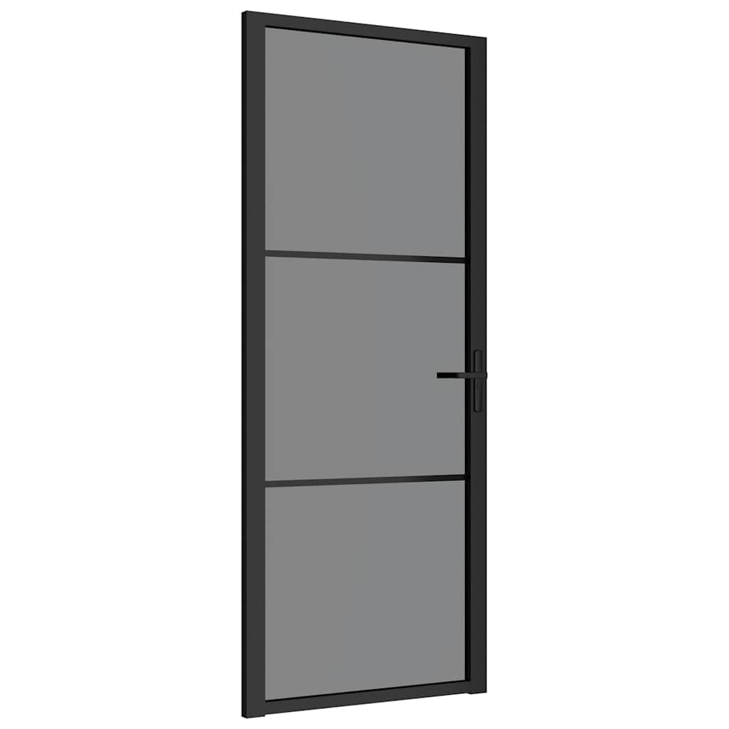 Interior Door 83x201.5 Cm Black Esg Glass And Aluminium Vidaxl