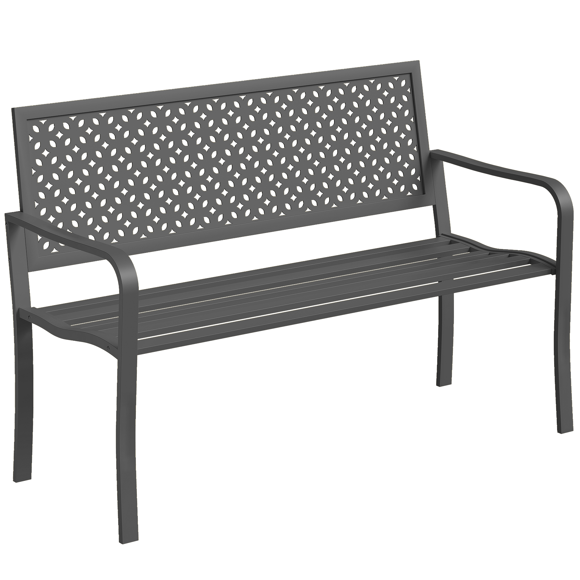 Banc De Jardin - Outsunny - Dossier Géométrique - Avec Accoudoirs
