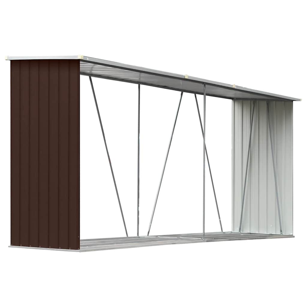 Vidaxl - Garden Log Storage Shed Galvanised Steel 330x84x152 Cm Brown