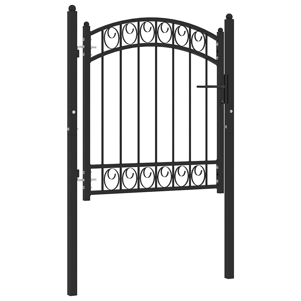 Fence Gate With Arched Top Steel 100x100 Cm Black Vidaxl