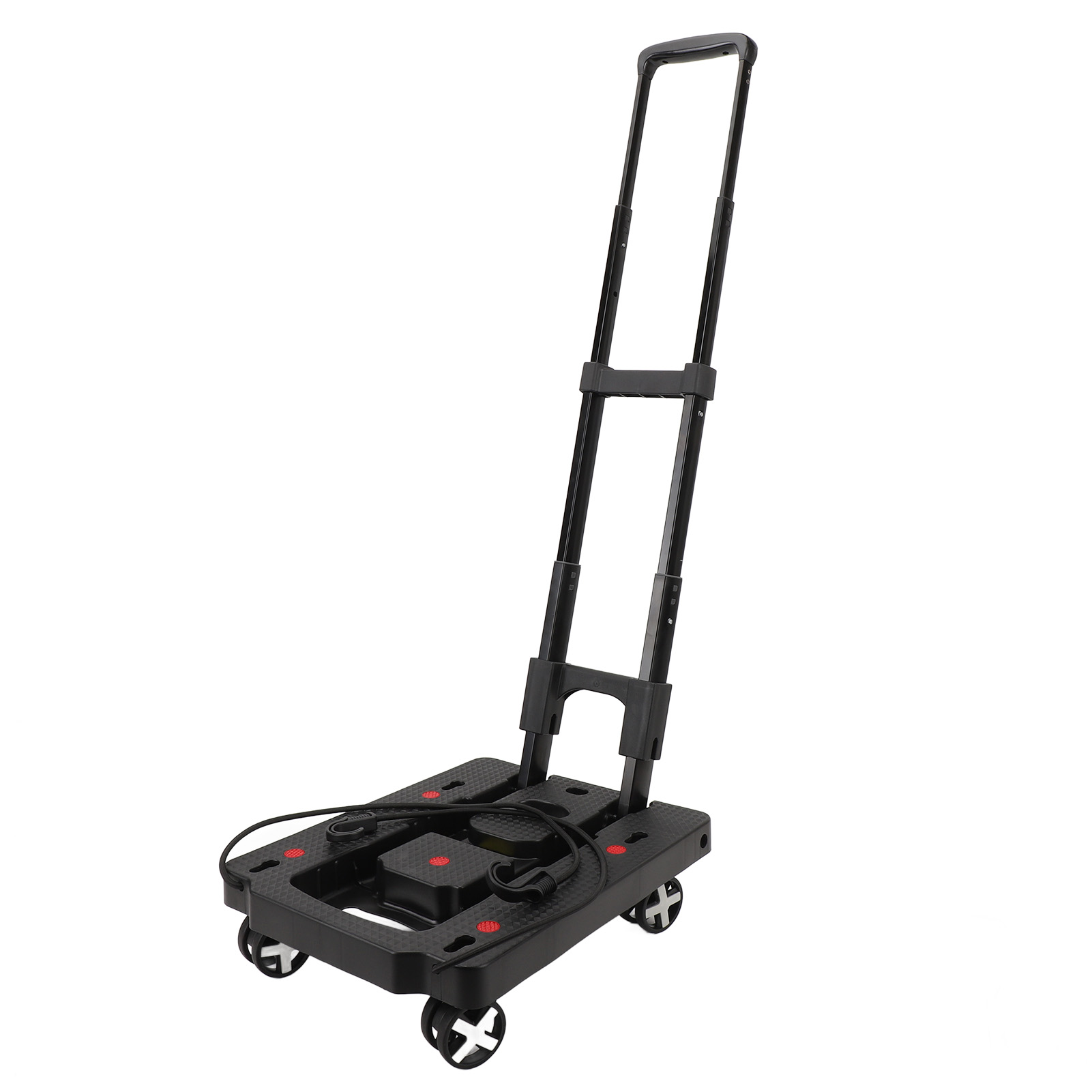 Chariot de manutention pliable à plateforme, alliage d'aluminium et PP, roues pivotantes à 360°