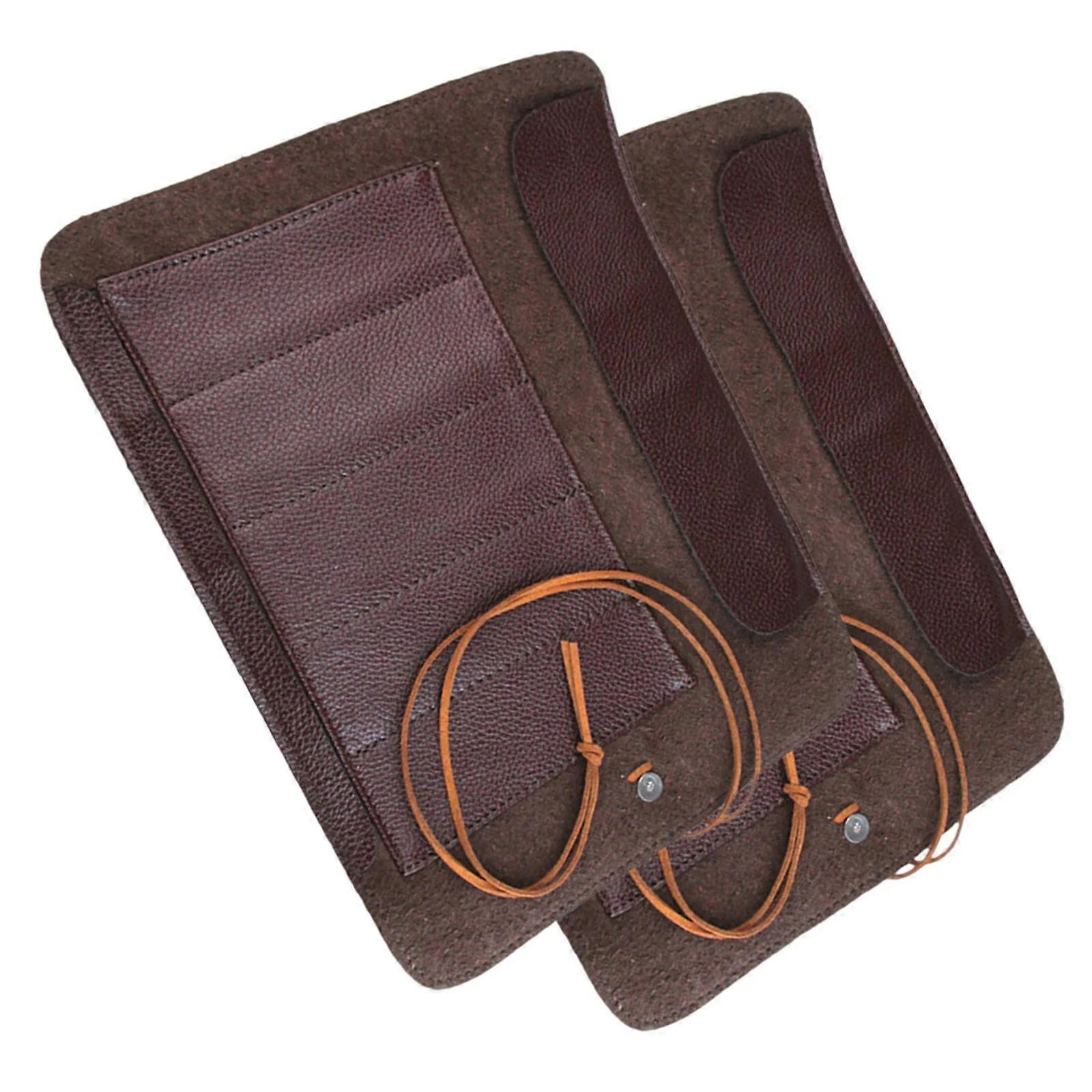 Étui enroulable pour outils de coupe, similicuir marron, 28 x 20 cm, lot de 2
