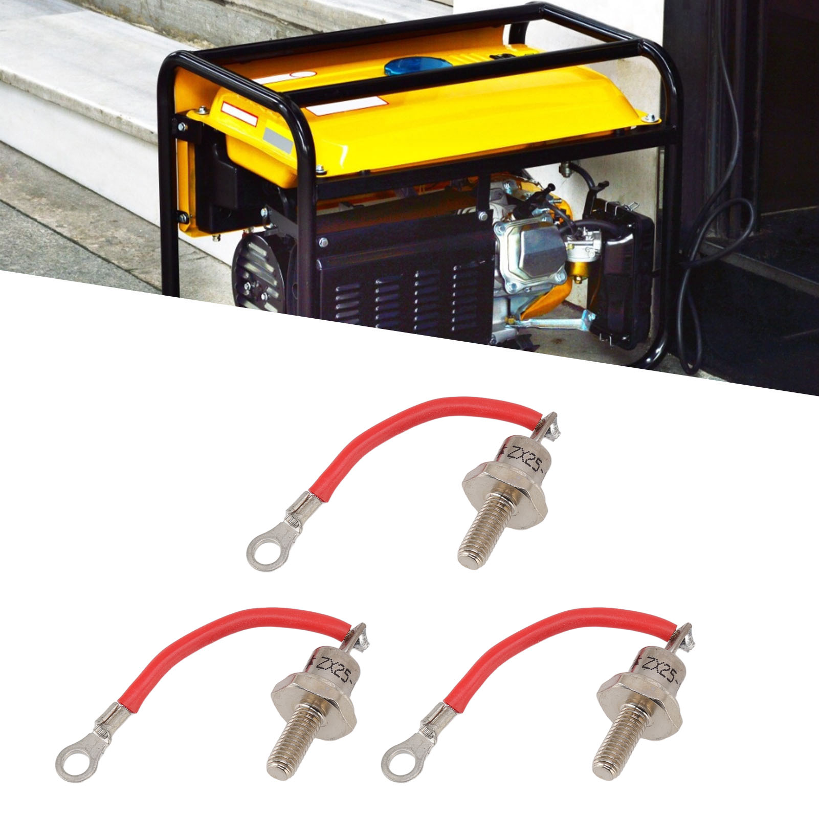Diode redresseuse ZX25-12 pour groupe électrogène diesel, 25 A, fil rouge positif, lot de 3