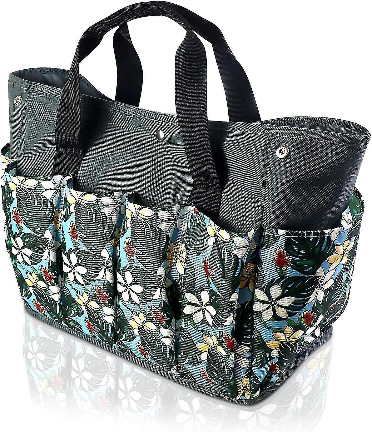 Sac à outils de jardin 10 poches en Oxford 600D imperméable, support en fer intégré, gris