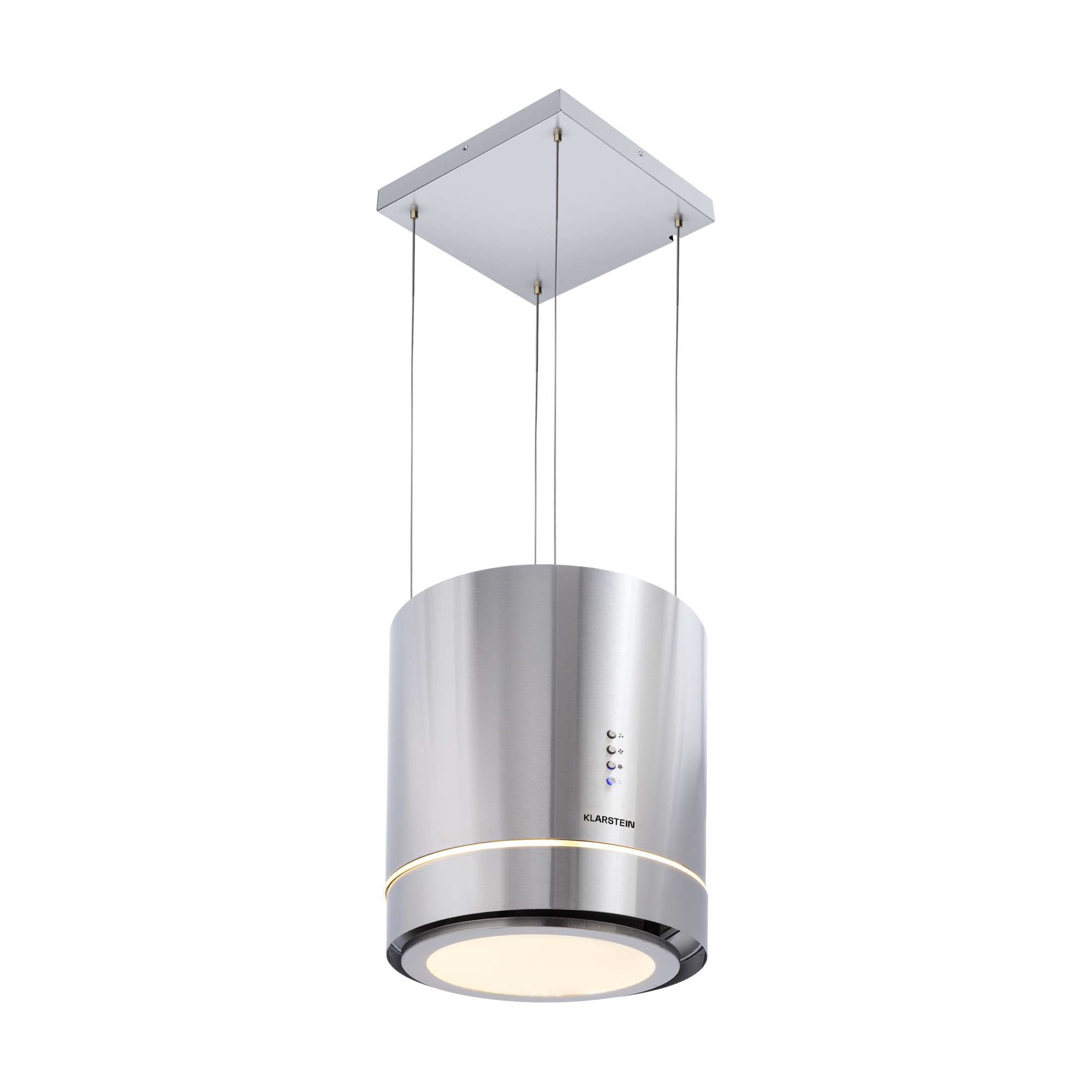 Klarstein - Tron Ambience Inselabzugshaube Ø38cm Umluft 540m³/h Led Edelstahl