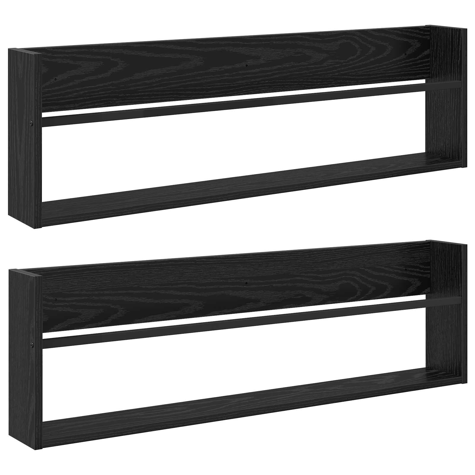 Vidaxl Magazine Rack 2 Pcs Black Oak 100 X 12 X 30 Cm Engineered Wood 8721364332478