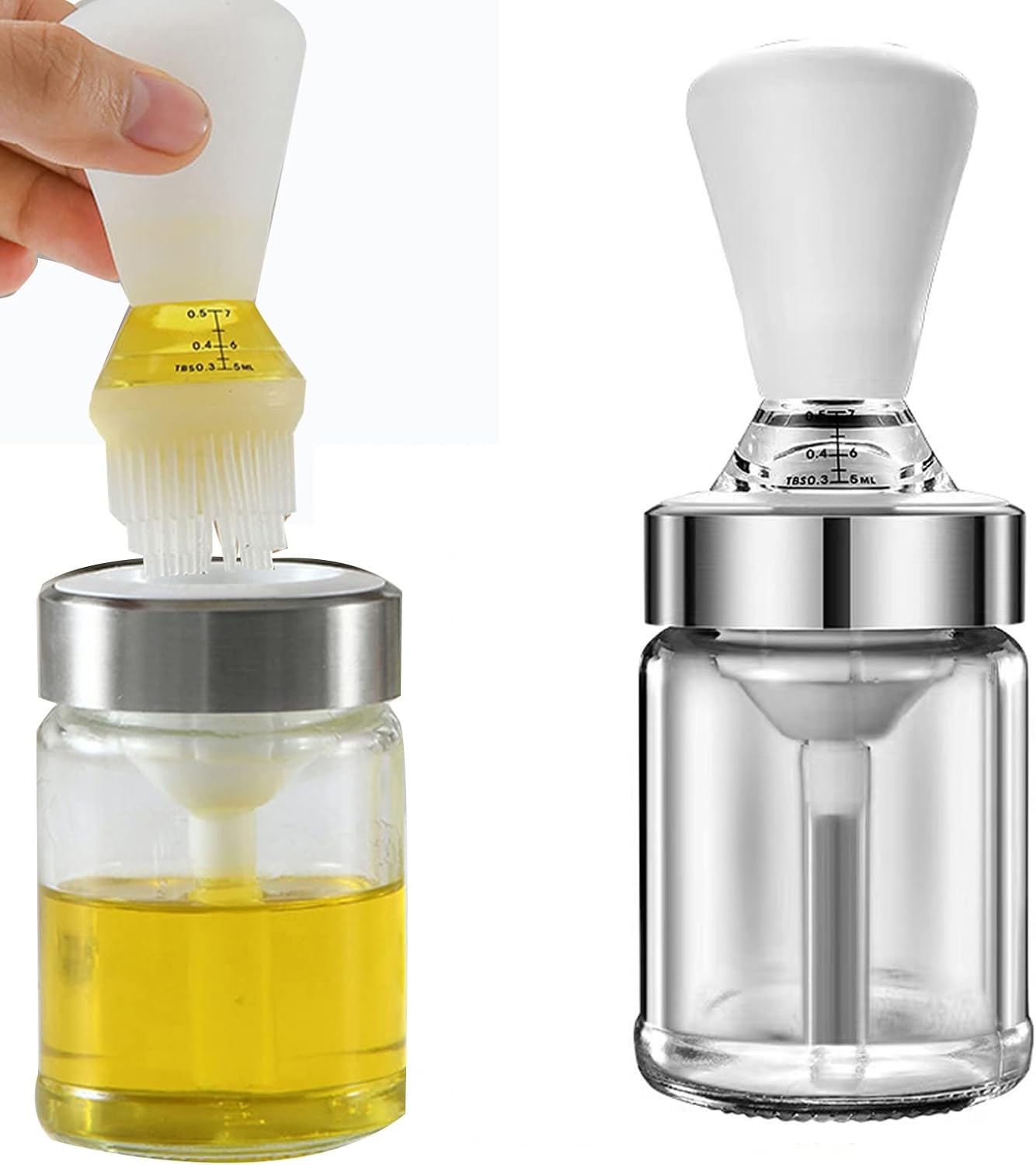 Dispenser Per Olio D'Oliva 2 In 1, Bottiglia In Vetro Con Spazzolino Integrato, Ideale Per Grigliare, Grigliare Il Pesce, Cucinare, Cuocere Al Forno, Fare Barbecue, Spennellare E Per I Dolci.